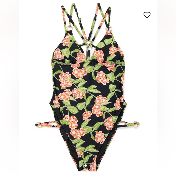 Floral Women’s Strappy One Piece - Picture 2 of 6